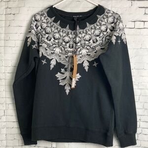 KSUBI NWT Cult Crest Skull Raglan Sleeve Sweatshirt XS Dark Princess Witchy Goth